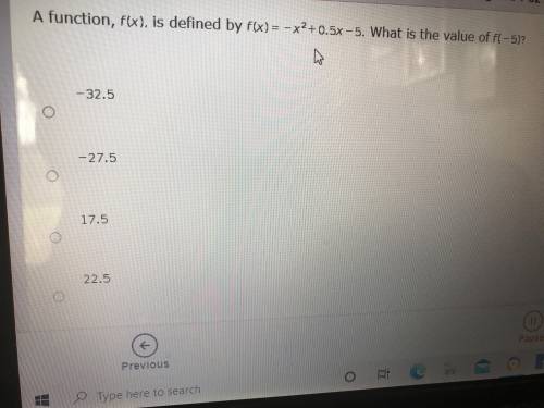 What is the value of -5 in f(x)=-x^2+0.5x-5