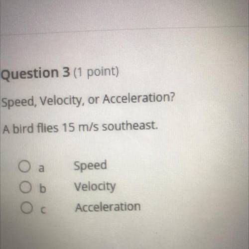 Speed , Velocity , or Acceleration ? A bird flies 15 m/s southeast.