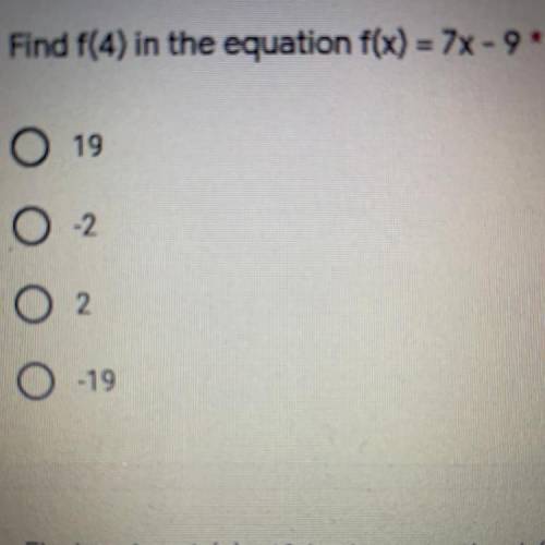 Find f(4) in the equation f(x) = 7x-9*