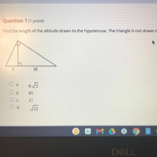 Find the length of the altitude drawn to the hypotenuse.the triangle is not drawn to scale