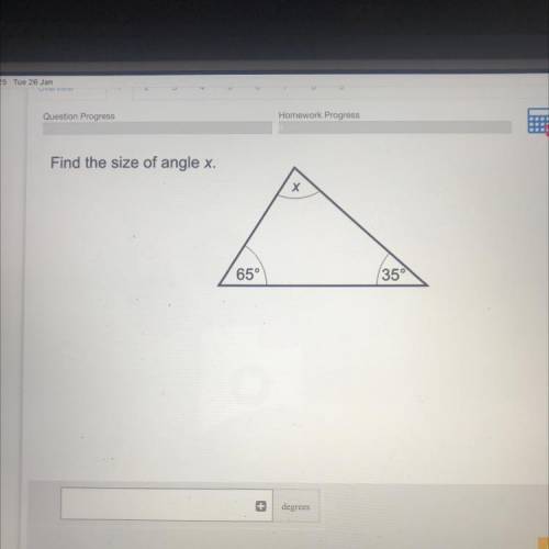 -
Find the size of angle x.
Х
65
35
