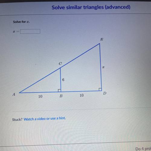 Solve similar triangles (advanced) solve for x