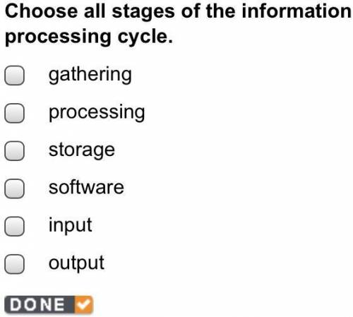 Choose all stages of the information processing cycle.