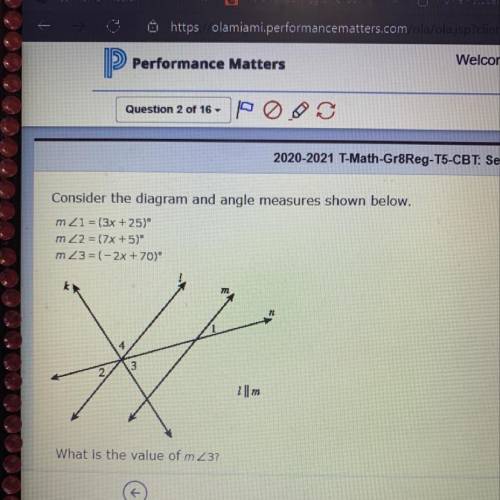 Consider the diagram and angle measures shown below.

mZ1 = (3x +25)°
m2 = (7x + 5)
m 23=(-2x + 70