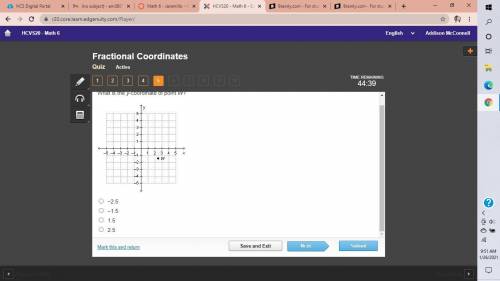ANSWWER QUICK IM TIMED

What is the y-coordinate of point W?
On a coordinate plane, point W is 2.5
