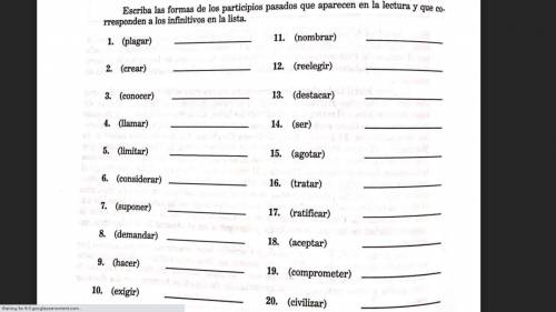 Spanish homework participios pasados just write answer