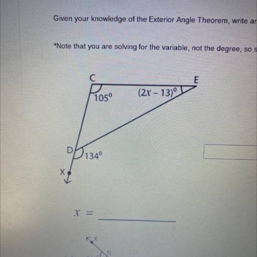 I need to write an equation for the triangle and solve for x