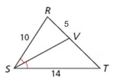Given that RV = 5, RS = 10, and ST = 14. What is the length of VT?