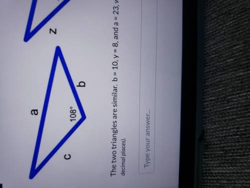 Please help, the two triangles are similar, b= 10, y=8 and a = 23 what is the value of x?