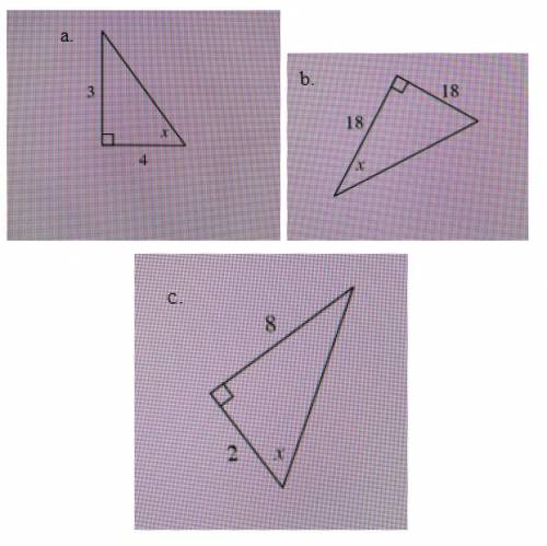 Based on the measurements provided for each triangle below, determine whether the measure of x must