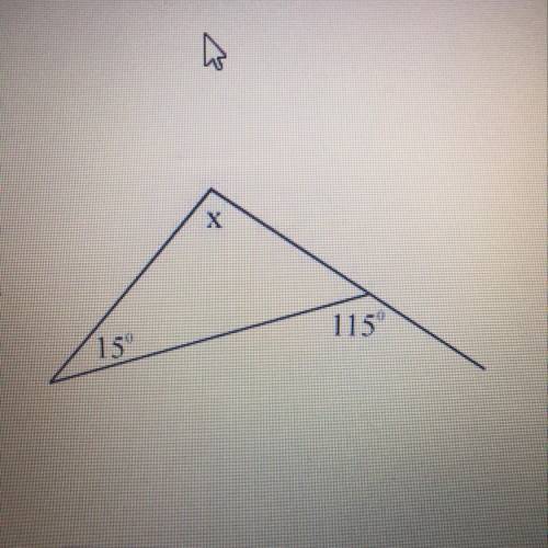 Use the relationship between the angles to solve for x.
X = _____ degrees.