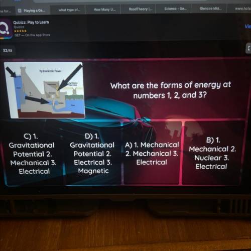 What are the forms of energy at
numbers 1, 2, and 3?