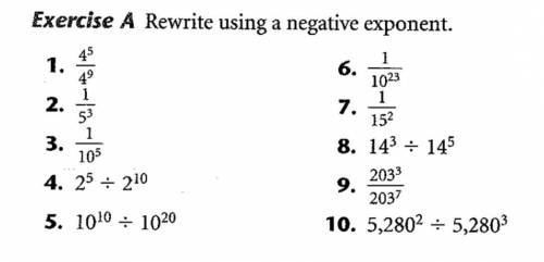 Rewrite these problems using a negative exponent, ill give brainliest
