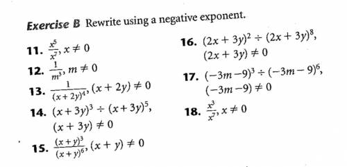 Rewrite the equations using a negative exponent