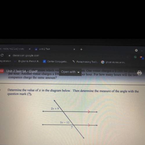 Determine the value of X in the diagram below.