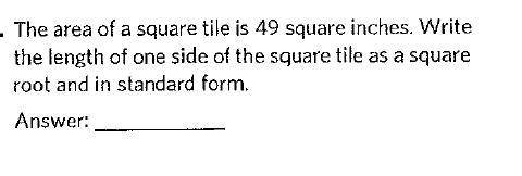 Area of square tile, math question