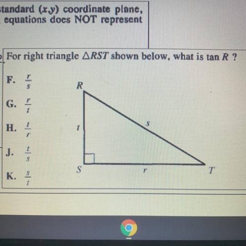 For the right triangle. RST shown below, what is tan R