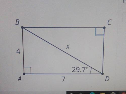 X 1. Calculate the value of x. (Hint: there's a right triangle in there)