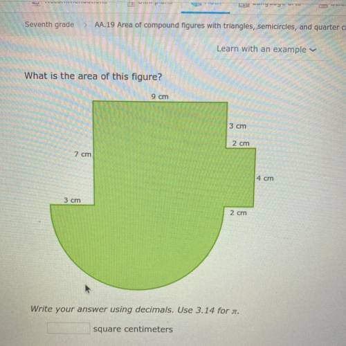 Seventh grade IXL (AA.19) 
What is the area of this figure (check photo)