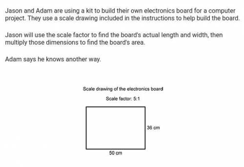 The area is 1800.

2. How can Adam use the scale factor to find the area of the actual electronics