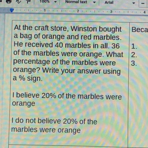At the craft store, Winston bought

a bag of orange and red marbles.
He received 40 marbles in all