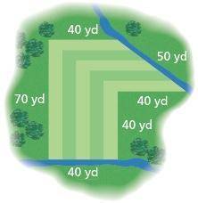Find the area of the fairway between two streams on a golf course.

Area =
yd2
Question 2
Explain