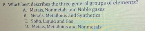 Which best describes the three general groups of elements?