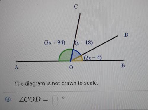 D(3x +94)x + 18)(2x - 4)The diagram is not drawn to scale.COD=