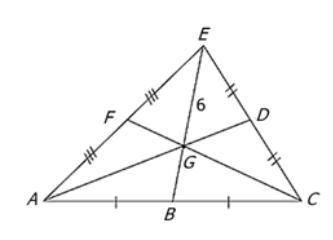 In ΔAEC, G is the centroid.
If EG = 6, find GB