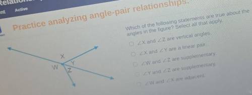 Which of the following statements are true about the angles in the figure? Select all that apply
