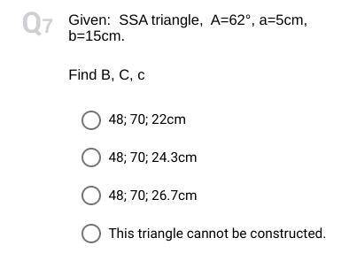 4. given SSA triangle A=31*, a=22cm, b=9cm. Find B, C, c

5. Find the measure of the angle below w