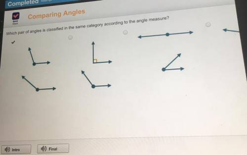 which pair of angels is classified in the same category according to the angle measure (just in cas