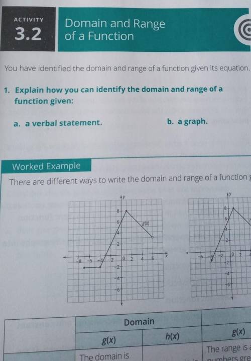 1. Explain how you can identify the domain and range of a function given: a. a verbal statement b.