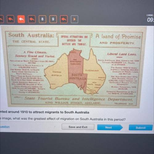 Based on the image, what was the greatest effect of migration on South Australia in this period?