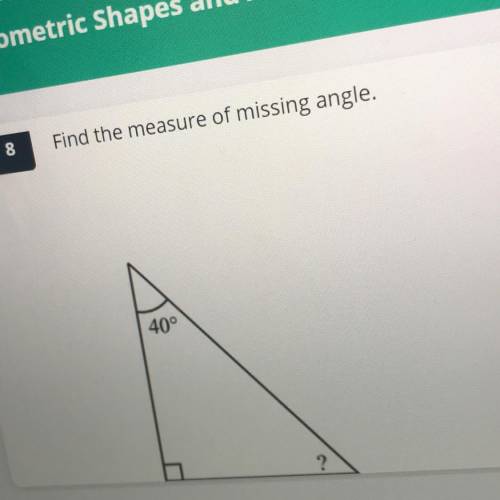 10 points Find the measure of missing angle.