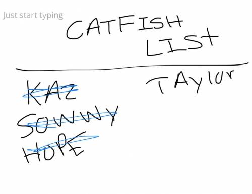 CATFISH LIST
**sorry for my sloppy handwriting:)**
