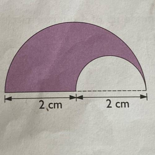 The figure shows two semicircles. Find the area of the shaded part in terms of pi. Please explain i