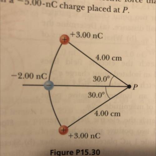 30a) What is the magnitude of the electric field at point p from

one of the 3 nC charges? Remembe