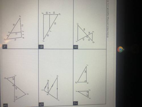 Determine whether the triangles are similar. If similar, state how (AA, SSS, or SAS), and write a s
