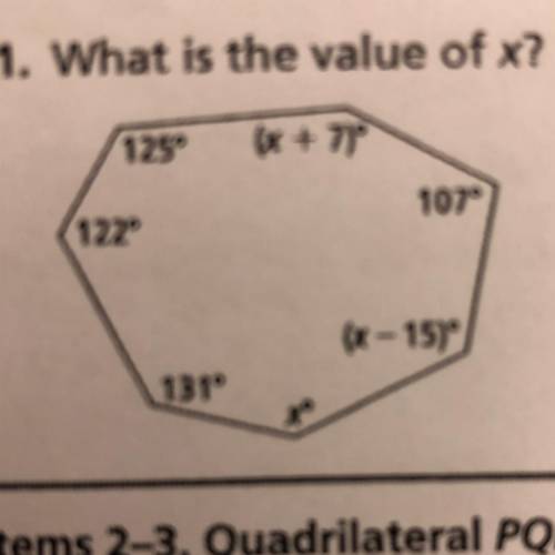 1. What is the value of x?