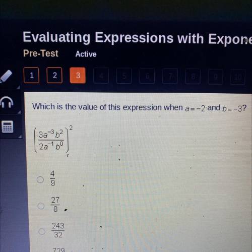 Which is the value of this expression when a=-2 and b=-3?
