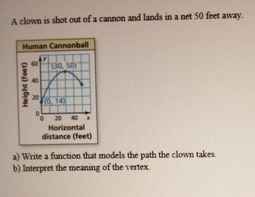 A clown is shot out of a cannon and lands I'm a net 50 feet away.

write a function that models th