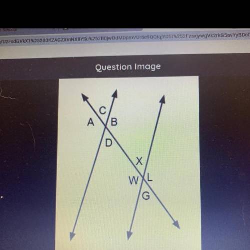 Q. Which pair of angles add up to 180 degrees?