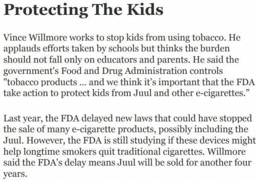 If it remains that the FDA does not regulate e-cigs, predict what effect it will have on our teens