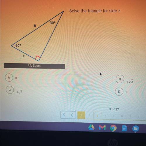 Solve the triangle for side z