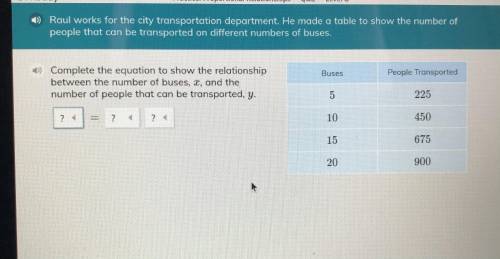 Raul works for the city transportation department he made a table to show the number of people that