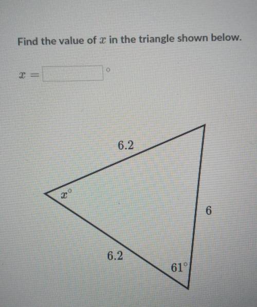 Find the value of X in the triangle