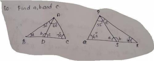 In the following triangles find A, B and C