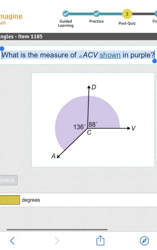 What is the measure of ∠ACV shown in purple?