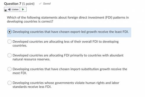 Which of the following statements about foreign direct investment (FDI) patterns in developing coun